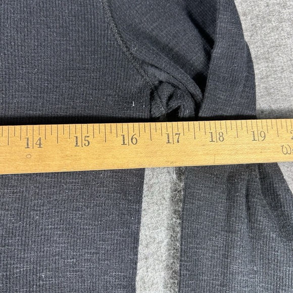 AEROPOSTALE Womens Black Ribbed Henley AERO Logo XL Long Sleeve Grunge Y2K - Picture 3 of 6